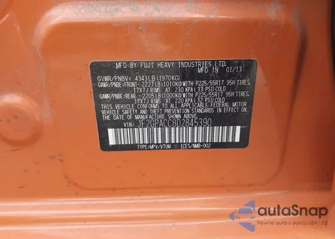 2013 Subaru Xv Crosstrek 2.0I Premium z USA, uszkodzony, nr VIN JF2GPACC8D2845390